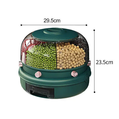 360° Rotating Grains Storage Box – Innovative Dry Food Dispenser for Effortless Kitchen Organization