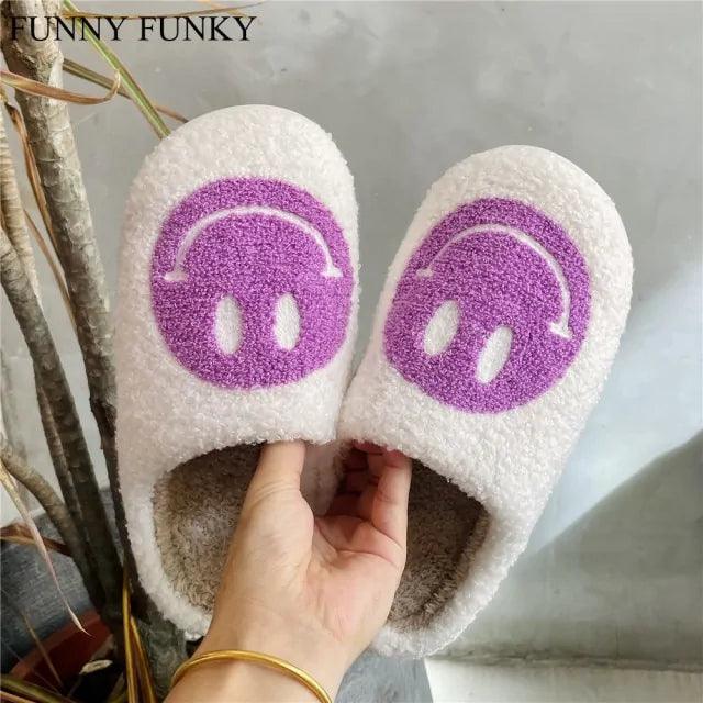 Smile Face Faux Fur Slippers