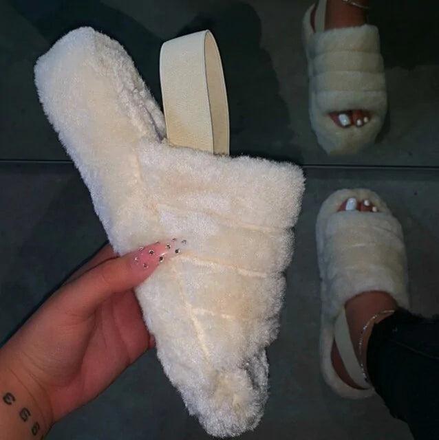 2020 Women Indoor Fur Slides