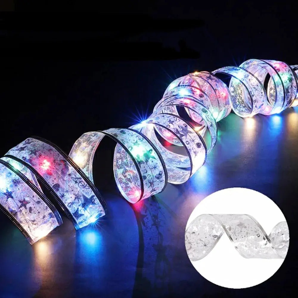 Battery-Operated Christmas Ribbon Light – Illuminate Your Holidays with Stunning Warmth - Home Kartz