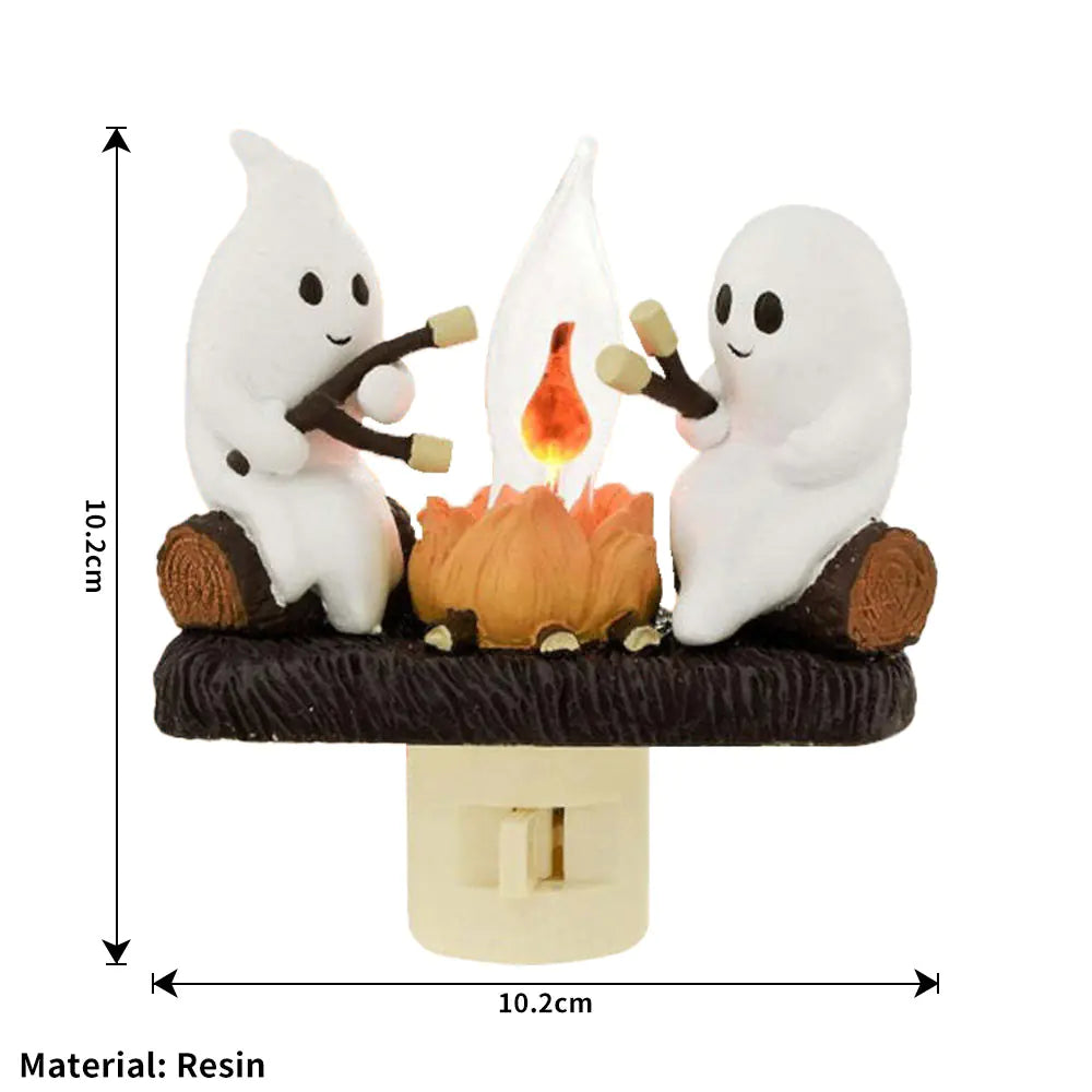 Ghost Bonfire Night Light - Cozy Halloween Decor with Warm Glow