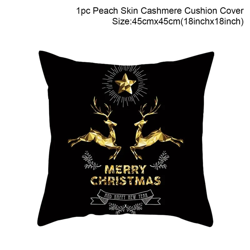 Cotton Linen Merry Christmas Cover Cushions - Holiday Decor for Living Room and Bedroom