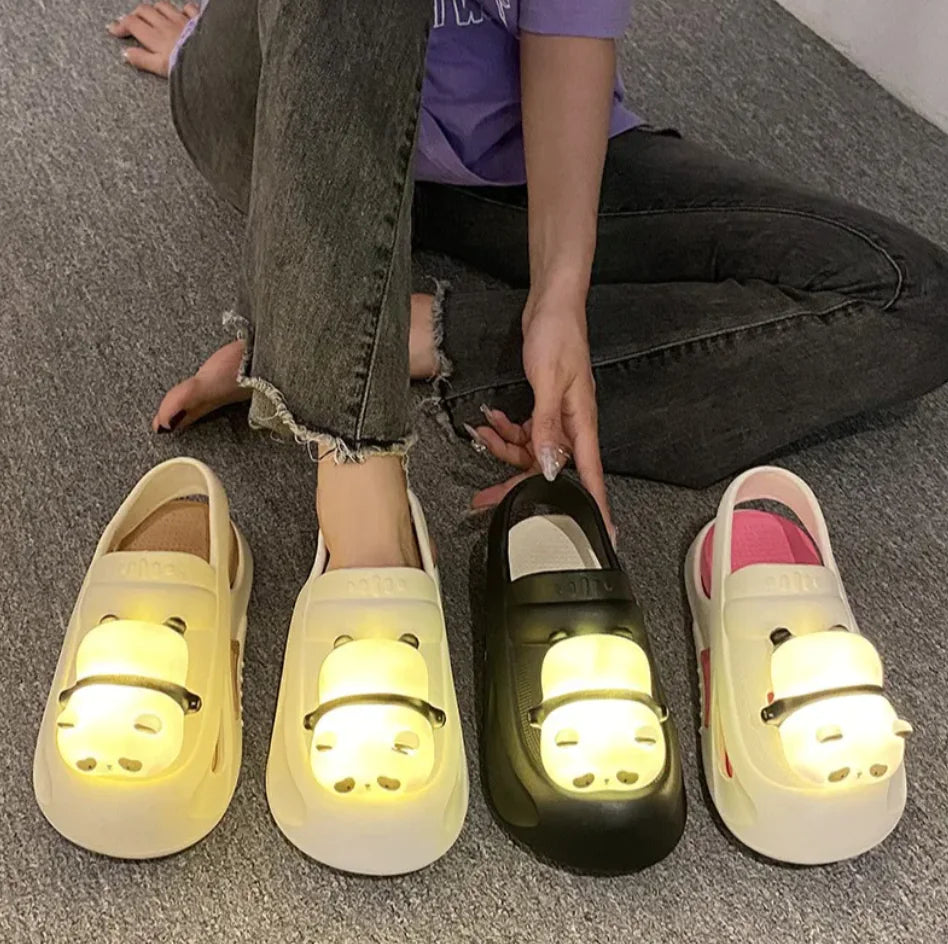 2024 Cute Panda Lamp Light Slippers for Women - Funny Summer Sandals