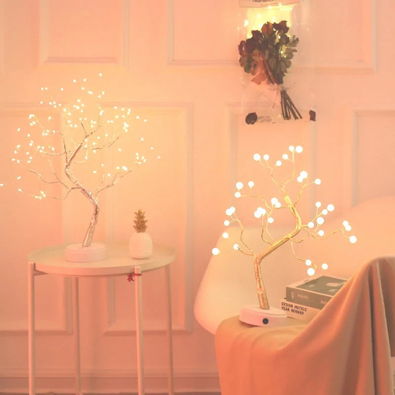 Enchanting 3D Copper Wire Fire Tree Pearl Night Light – Illuminate Your Space with Elegance 🌟