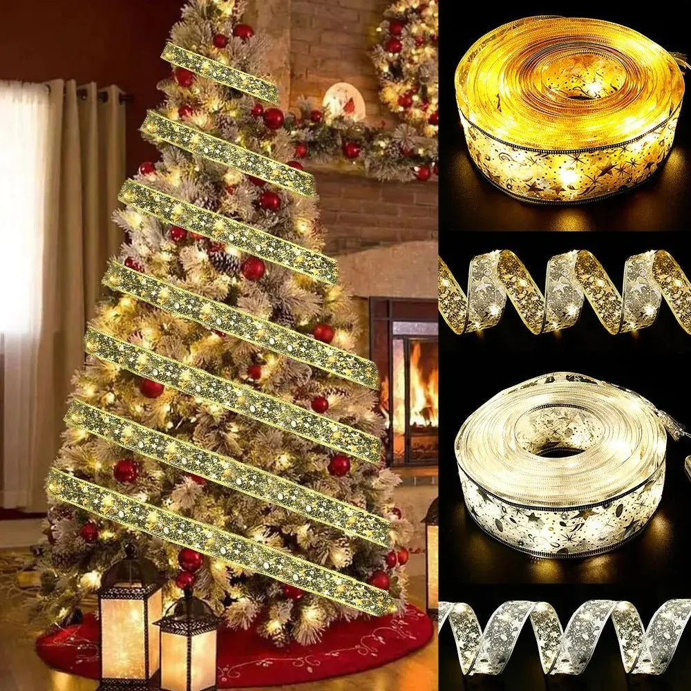 Battery-Operated Christmas Ribbon Light – Illuminate Your Holidays with Stunning Warmth - Home Kartz