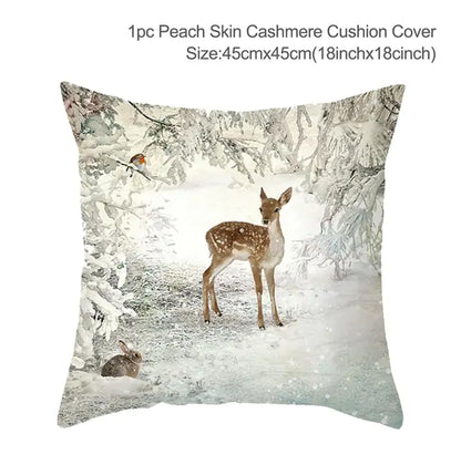 Christmas Elk Tree Cushion Cover – Festive & Cozy Holiday Decor 🎄