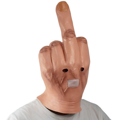 Middle Finger Halloween Mask | Full Head Latex Mask for Cosplay & Parties | Bold & Humorous Costume Accessory