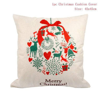 Cotton Linen Merry Christmas Cover Cushions - Holiday Decor for Living Room and Bedroom