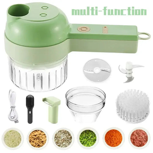 Electric 4-in-1 Food Processor – Slice, Dice, Mash, and Chop with Ease