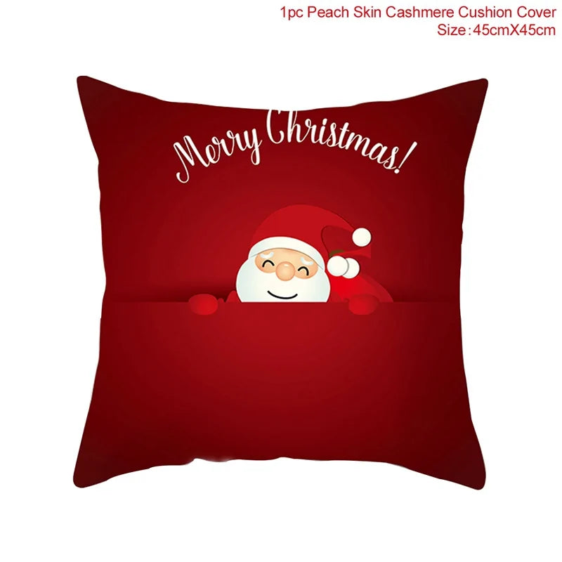 Cotton Linen Merry Christmas Cover Cushions - Holiday Decor for Living Room and Bedroom