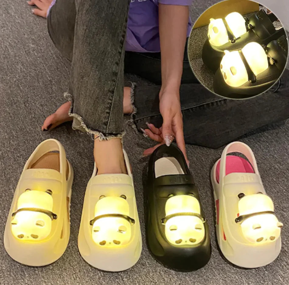 2024 Cute Panda Lamp Light Slippers for Women - Funny Summer Sandals