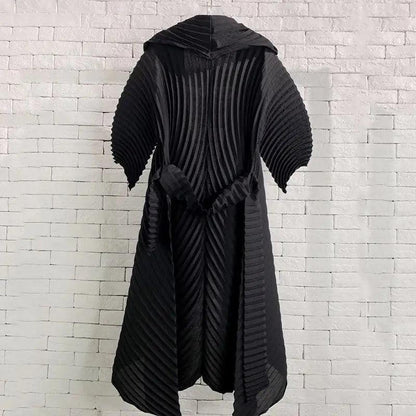 Accordion Pleats Long Coat