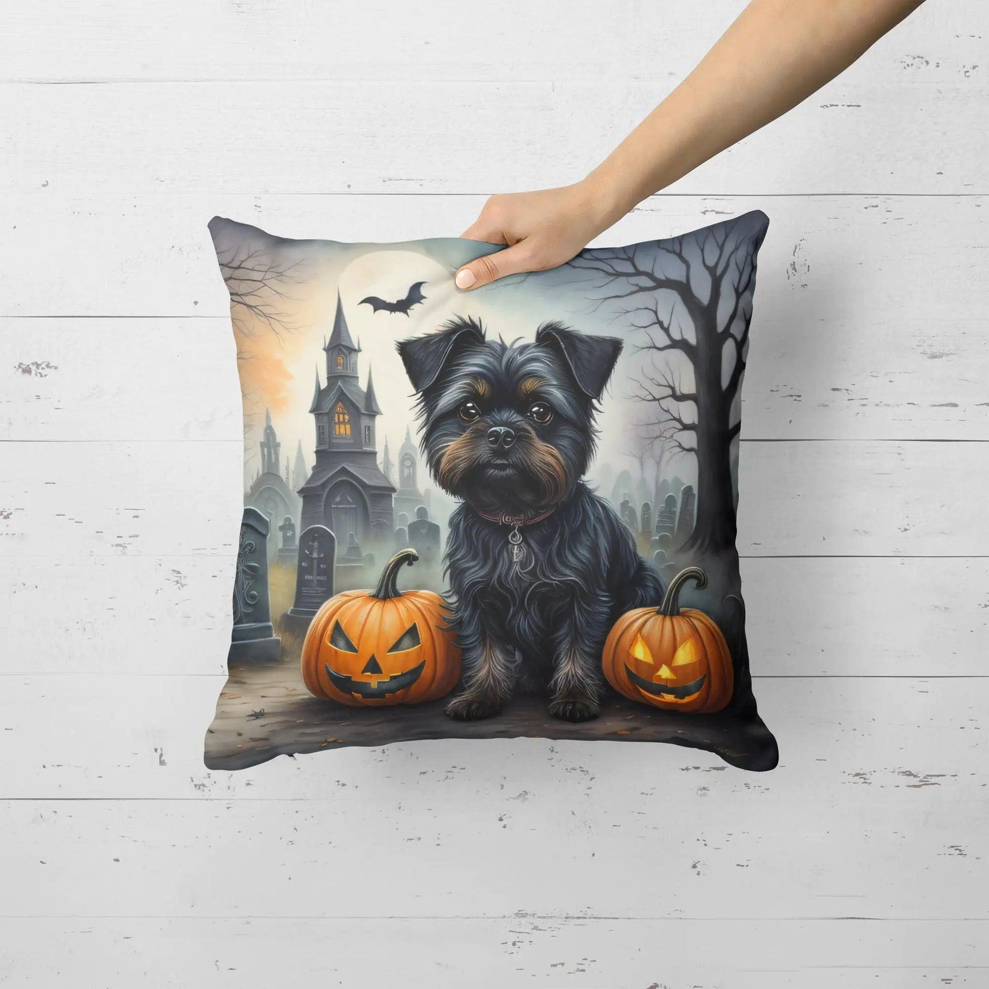 Affenpinscher Spooky Halloween Throw Pillow