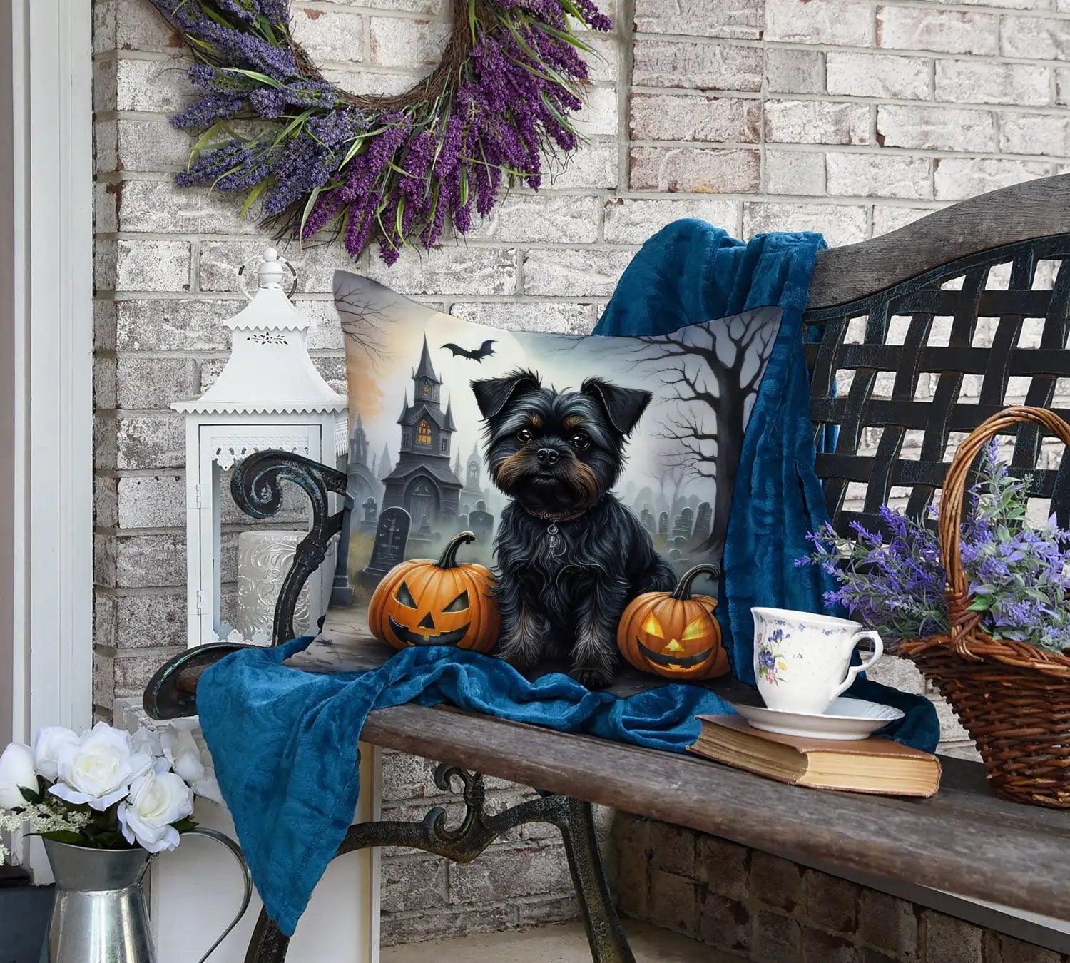 Affenpinscher Spooky Halloween Throw Pillow