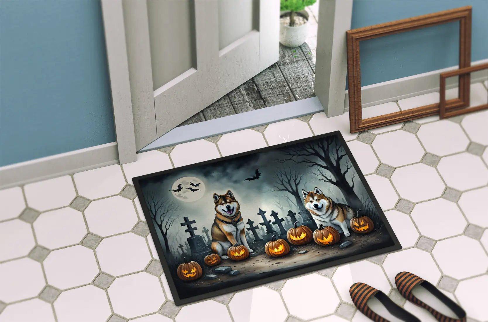 Akita Spooky Halloween Doormat