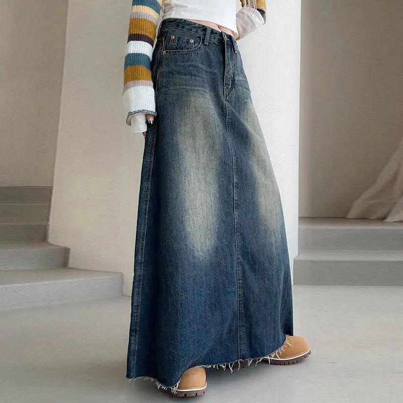 American Retro Denim Skirt For Women's