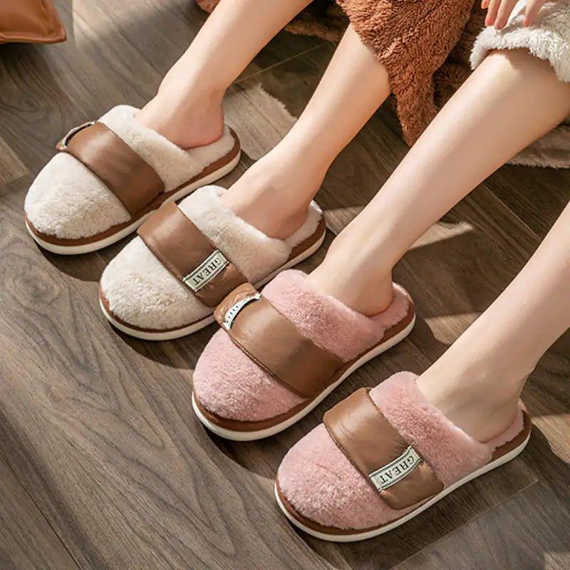 Autumn And Winter Indoor Home Slipper Plus Velvet Warm Couple Bedroom Cotton Shoes