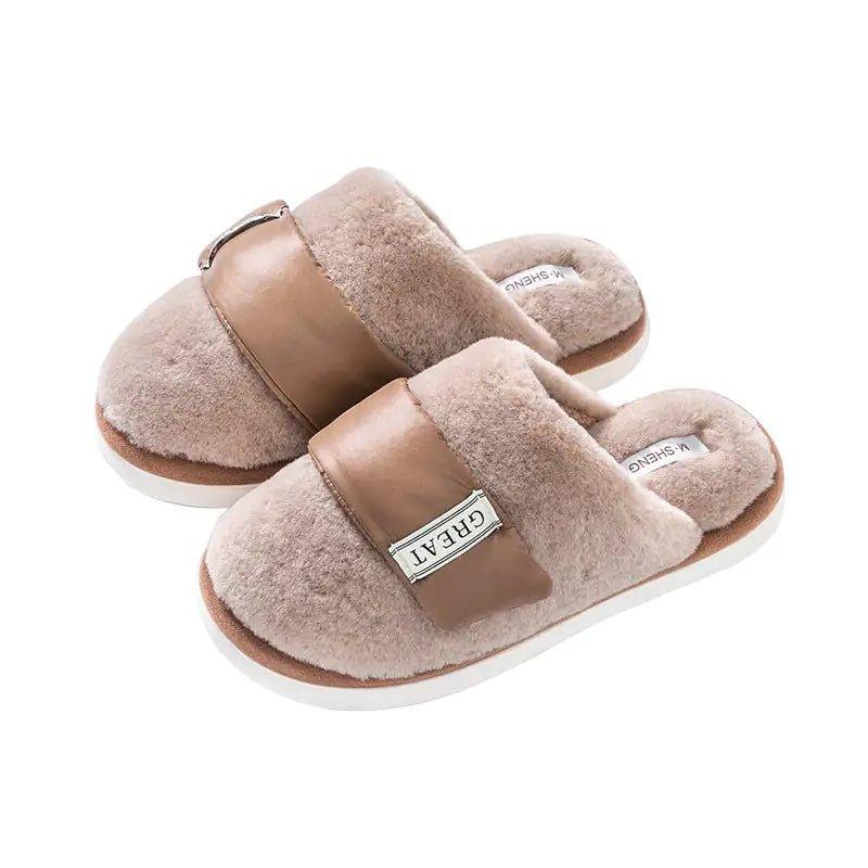 Autumn And Winter Indoor Home Slipper Plus Velvet Warm Couple Bedroom Cotton Shoes