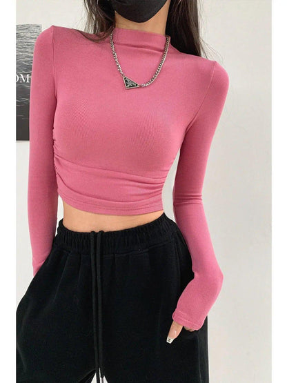 Autumn Winter New Crop Top Tee Shirt Femme Fashion Korean