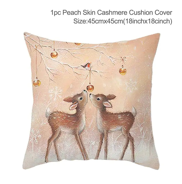 Christmas Elk Tree Cushion Cover – Festive & Cozy Holiday Decor 🎄 - Home Kartz