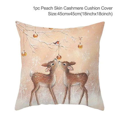 Christmas Elk Tree Cushion Cover – Festive & Cozy Holiday Decor 🎄