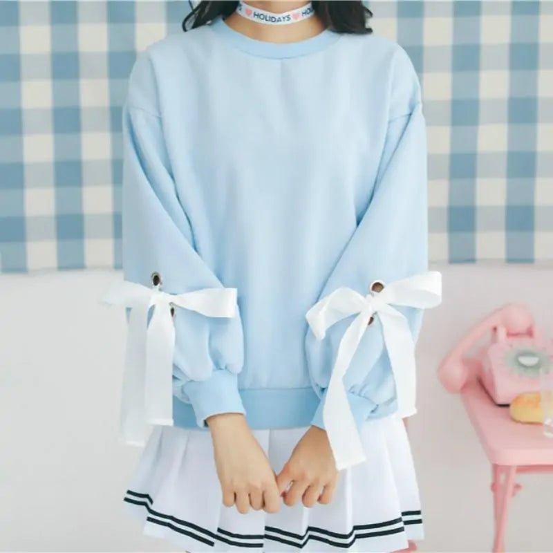 Baby Blue Bow Sleeve Long Sleeve