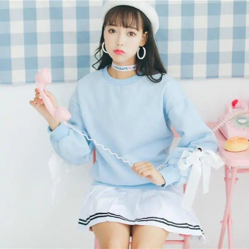 Baby Blue Bow Sleeve Long Sleeve