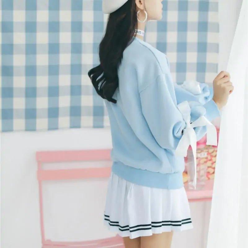 Baby Blue Bow Sleeve Long Sleeve