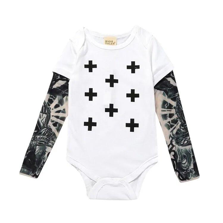 Baby Boys Romper Long Sleeve Tattoo Print