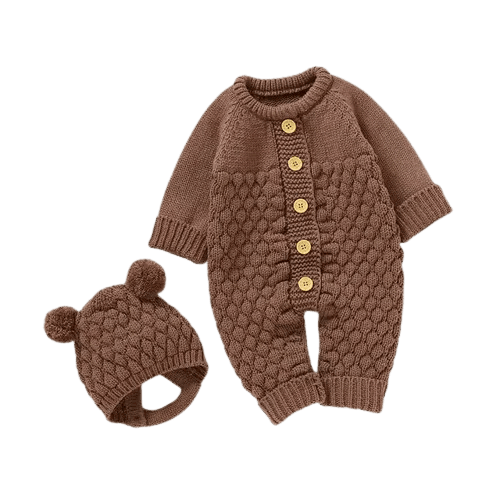 Baby Knit Set - Romper, Beanie, Mittens & Booties