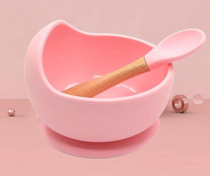 Baby Silicone Feeding Set with Wooden Spoon