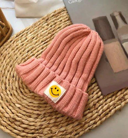 Baby Toddler Ribbed Knit Smile Face Beanie