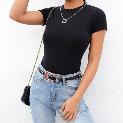 Black White Bodysuit Short Sleeve