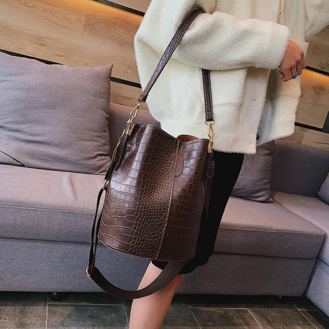 Blake Shoulder Bag - Chocolate Croc