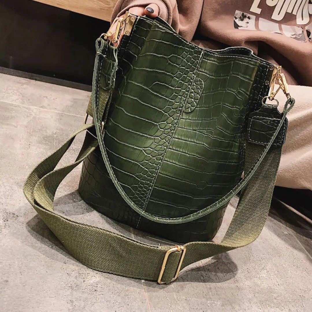 Blake Shoulder Bag - Olive Croc