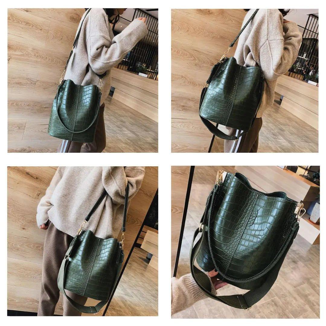 Blake Shoulder Bag - Olive Croc