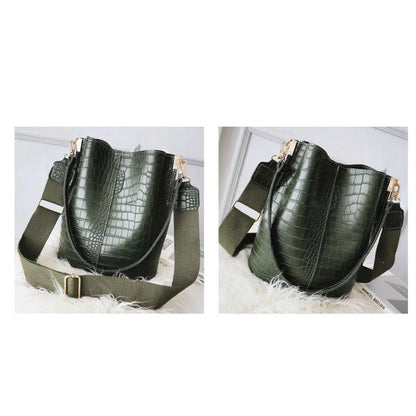 Blake Shoulder Bag - Olive Croc