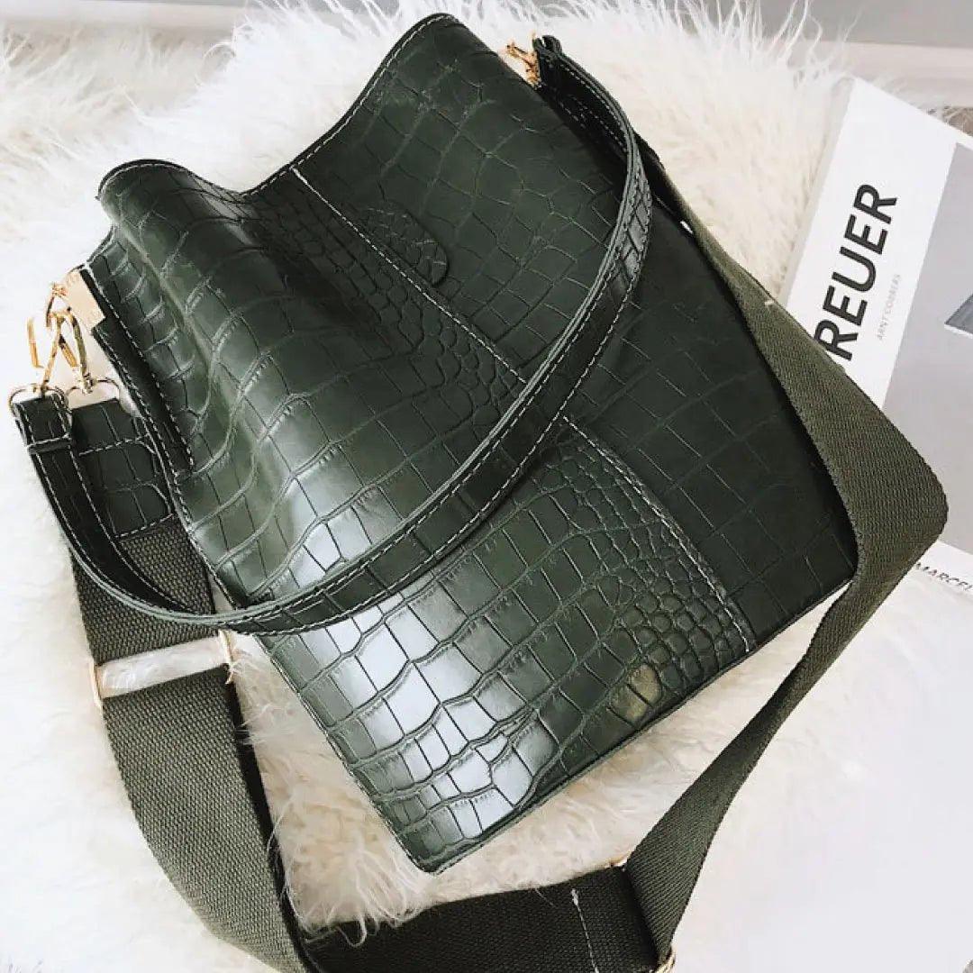 Blake Shoulder Bag - Olive Croc