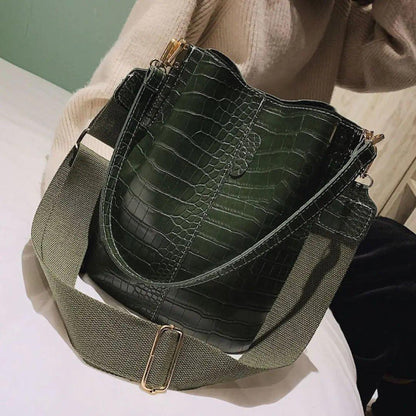 Blake Shoulder Bag - Olive Croc