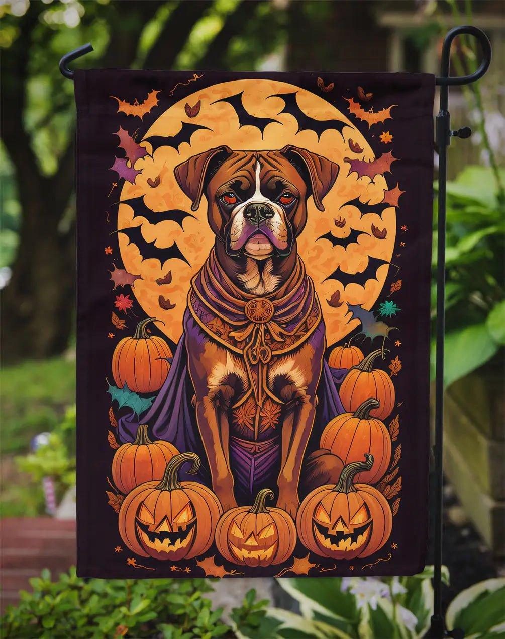 Boxer Witchy Halloween Garden Flag