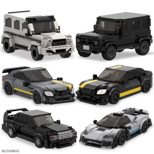 Brick Cars Mercedes Benz GTR C63, One G63 Maisha, Sharp E190 EVO, Sports Racing Car SUV Blocks Speed Master Racer Garage toy