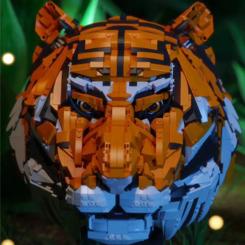 Build Your Jungle King: Tiger Head Building Blocks