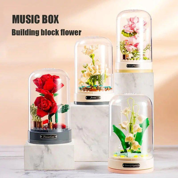 Enchanting Romantic Music Box Building Blocks Flowers