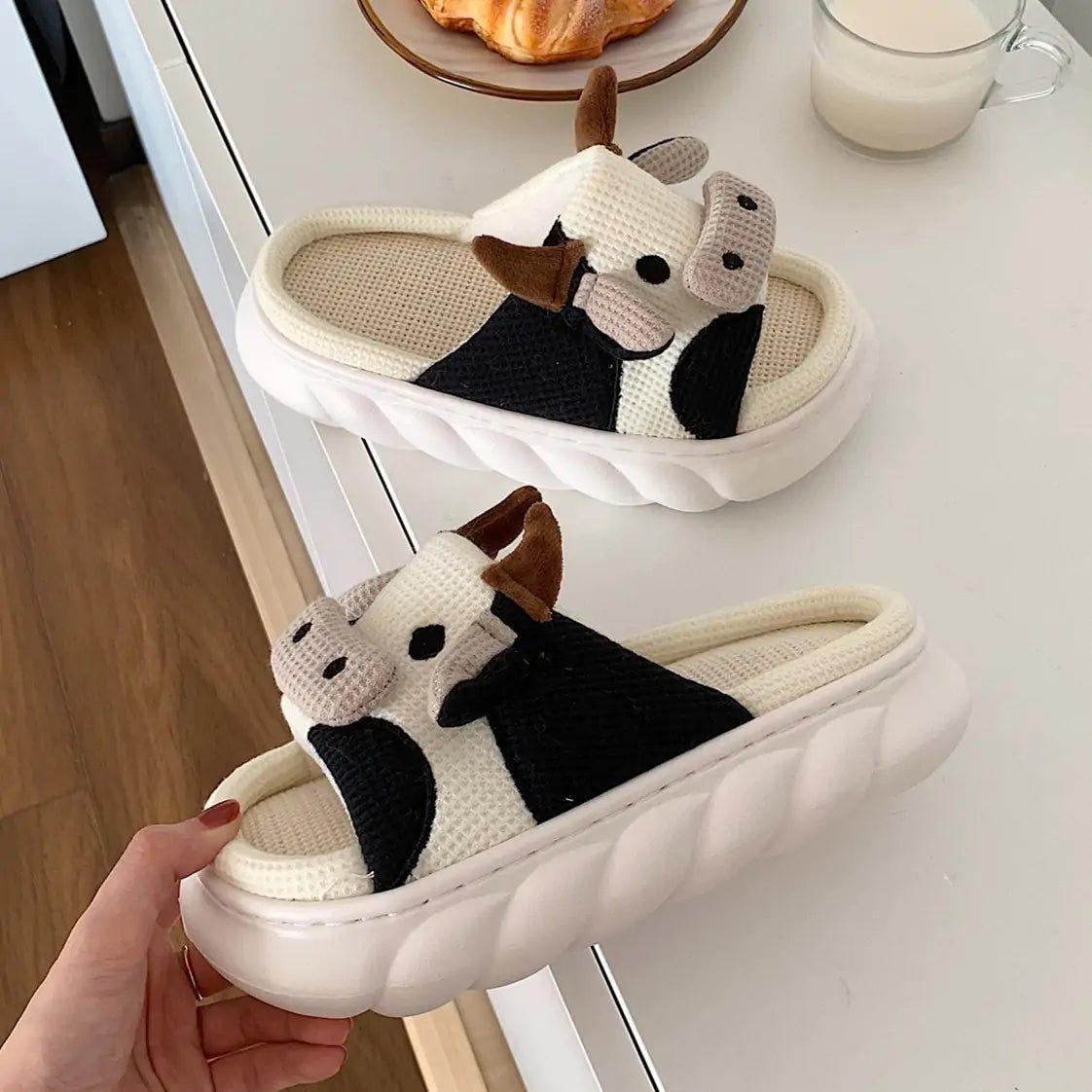 Cartoon Milk Cow Slippers