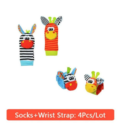 Cartoon Plush Socks Wrist Strap Rattles