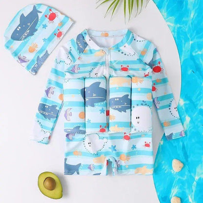 Cartoon Print One - Piece Floating Rash Guard Bathing Suit