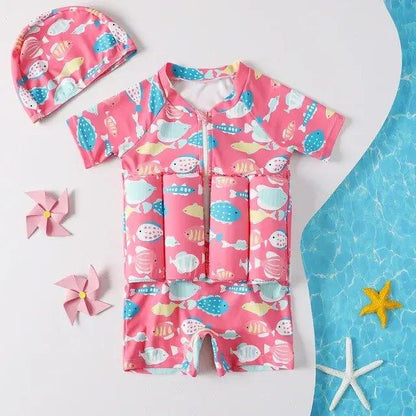 Cartoon Print One - Piece Floating Rash Guard Bathing Suit