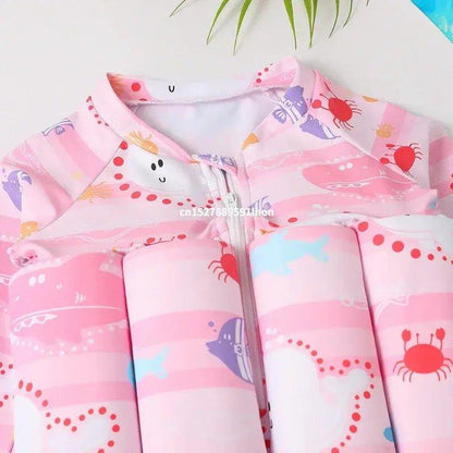 Cartoon Print One - Piece Floating Rash Guard Bathing Suit