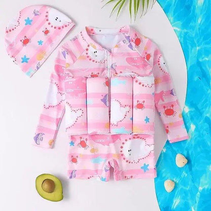 Cartoon Print One - Piece Floating Rash Guard Bathing Suit