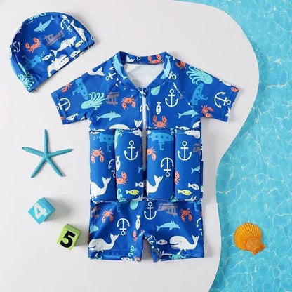 Cartoon Print One - Piece Floating Rash Guard Bathing Suit